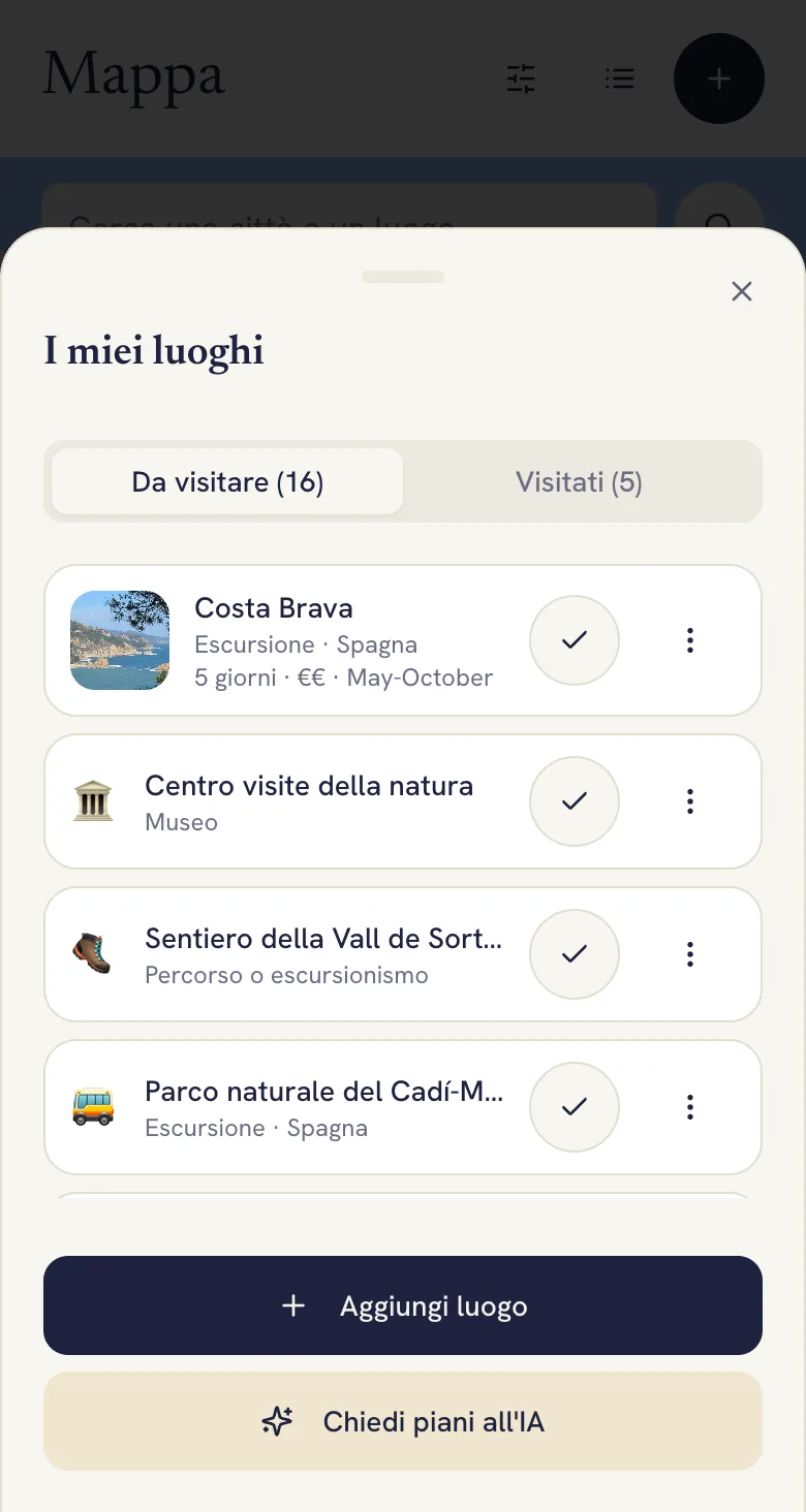 Elenco dei posti salvati in Lumba, divisi fra da vedere e visitati